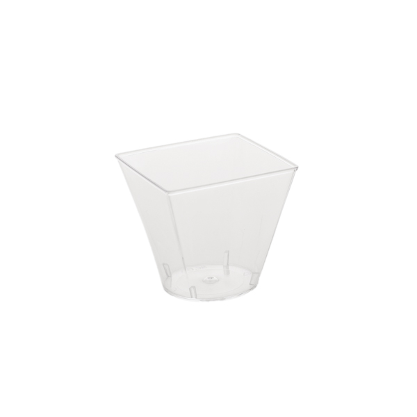 Cupe pentru desert 240 ml MC24 ,PS, transparent,73×73 mm, 24 buc,15 set/bax